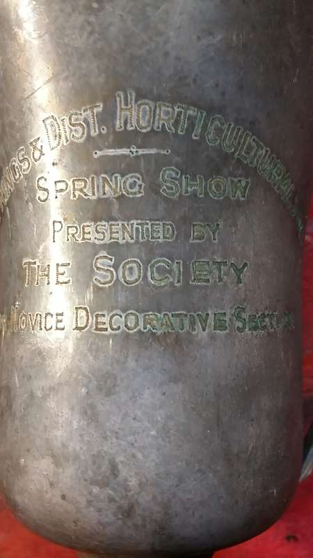 LARGE VINTAGE TROPHY WITH BADGES