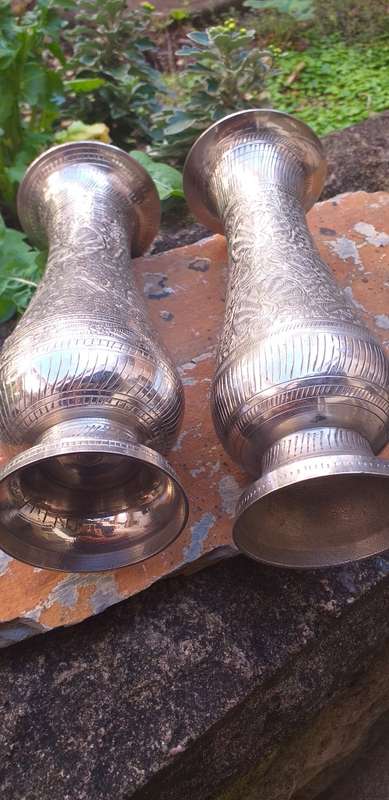 Set of 2 Stunning Embossed Vases from India