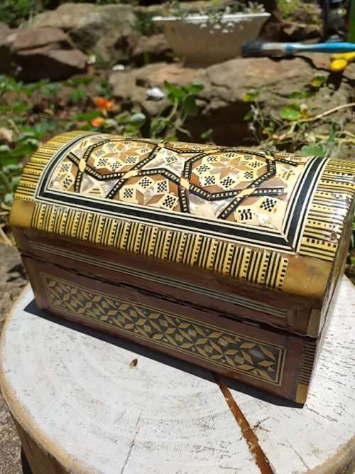 Beautiful Inlaid work Jewellery Box with Velvet Inner Lining