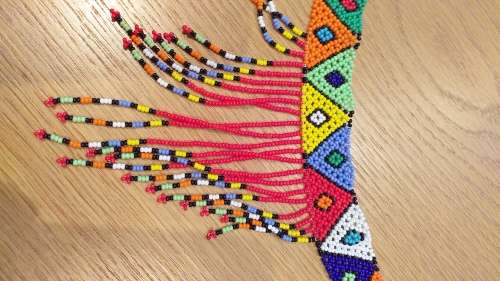 Beautiful Colourful Ethnic Zulu Beadwork Necklace : Red