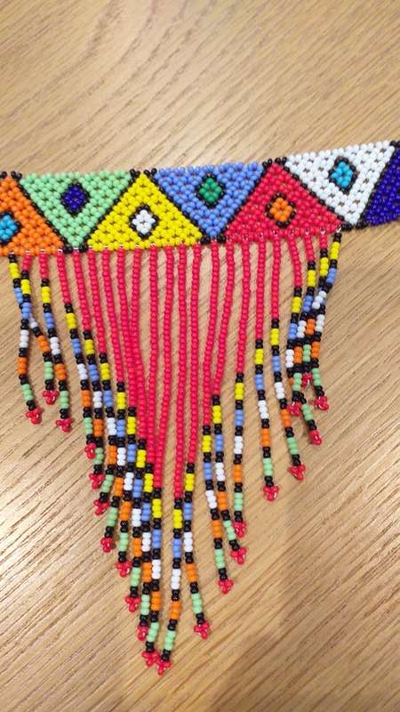 Beautiful Colourful Ethnic Zulu Beadwork Necklace : Red