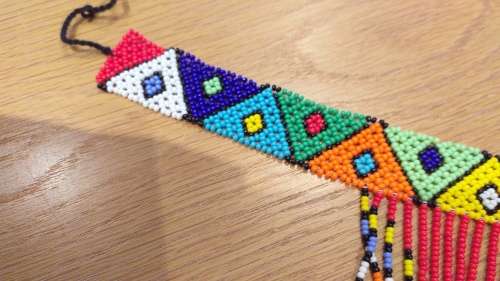 Beautiful Colourful Ethnic Zulu Beadwork Necklace : Red