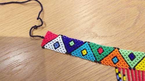 Beautiful Colourful Ethnic Zulu Beadwork Necklace : Red