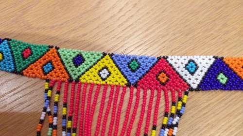 Beautiful Colourful Ethnic Zulu Beadwork Necklace : Red