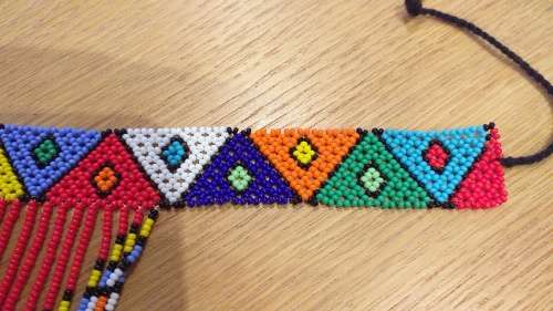 Beautiful Colourful Ethnic Zulu Beadwork Necklace : Red