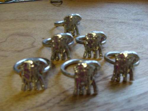 Set of 6 Metal Elephant Serviette Rings