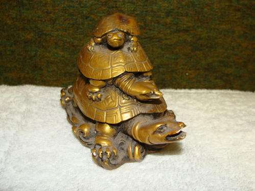 3 Turtles Oriental Good Luck Charm ornament