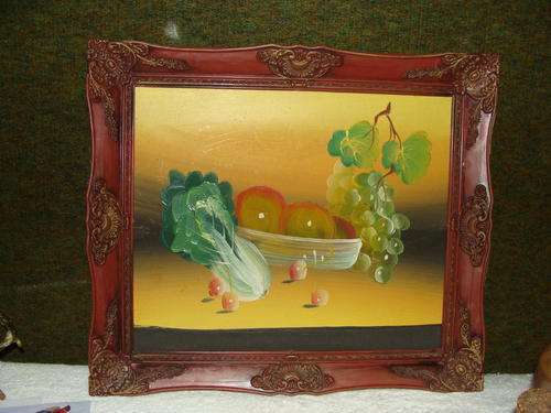 Beautiful Red/Gold Frame  with original painted Still Life