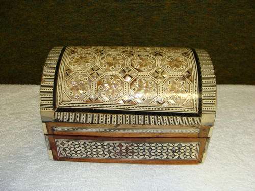 Camel bone and wood, velvet lined Jewellery box imported from Turkey