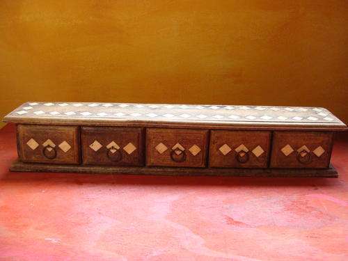 Imported Item : 5 Drawer Wooden Box with Inlaid Bone