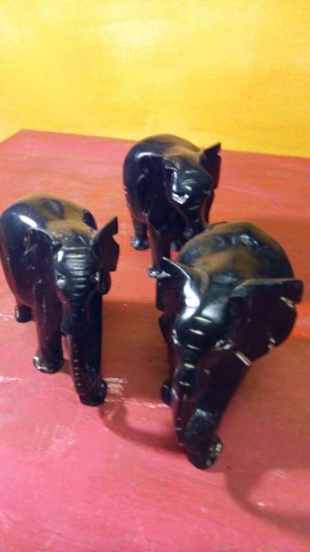 TRIO OF STONE ELEPHANTS