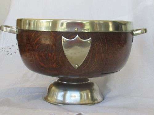OAK AND EPNS TROPHY/CENTRE PIECE