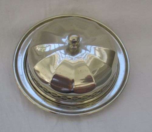 EPNS BUTTER DISH WITH GLASS INSERT