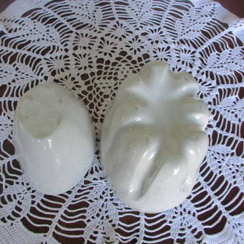 TWO UNMARKED PORCELAIN JELLY MOULDS