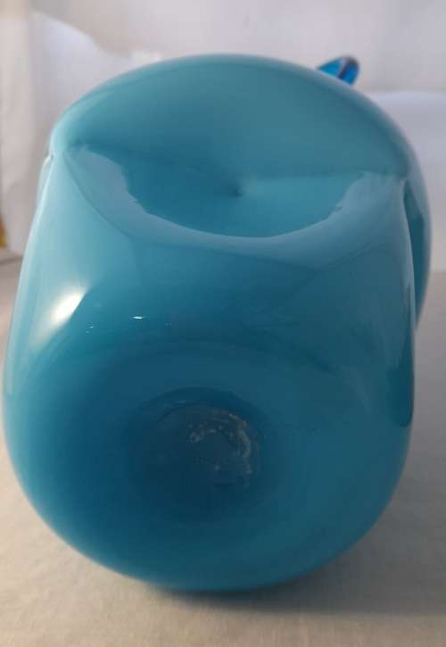 BLUE GLASS VASE  37  CM  TALL