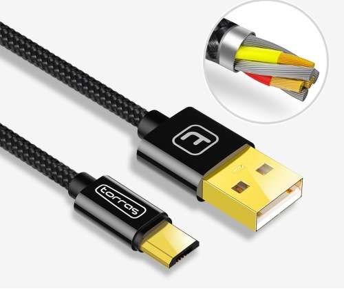 Local Stock! Torras Braided Fast Charging USB Cable 1.5m For Android Black