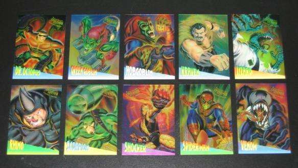 Marvel Spiderman Fleer Ultra 1995 Clear Chrome Chase Trading Cards
