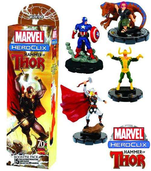 Marvel Hammer of Thor Heroclix Sealed Booster (Thor, Captain America, etc) Contains 5 Figures