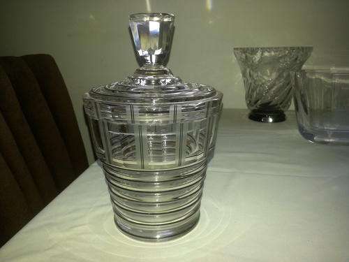 Art Deco Bohemian Czech lead crystal lidded jar 1920s