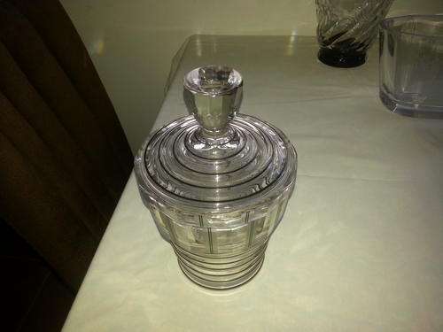Art Deco Bohemian Czech lidded jar crystal 