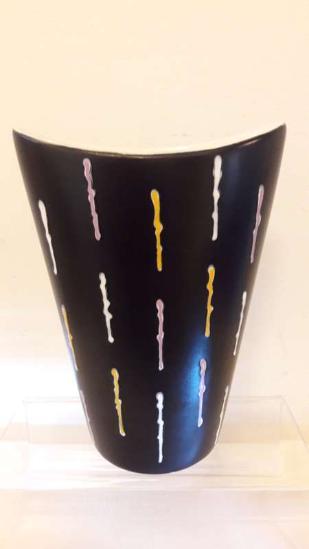 Retro Gouda Regina Dutch Midcentury vase in rare Stripes pattern circa 1950's