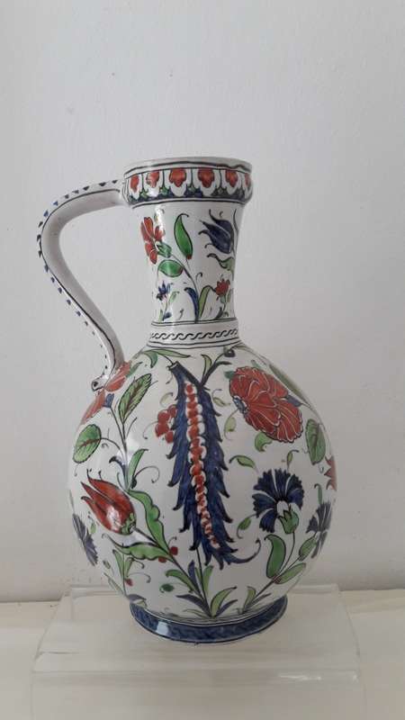 Rare highly collectible Cantagalli Italian ceramic ewer in Iznik style late 19th Century