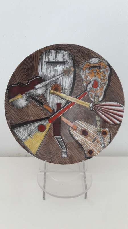 Rare Pierro Fornasetti famous Italian designer -wall plate 1950's Strumenti Musicali series