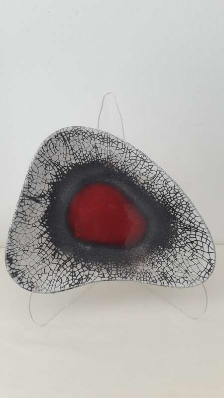 Large Kalahari Studio pottery free form platter with abstract motif circa 1950's