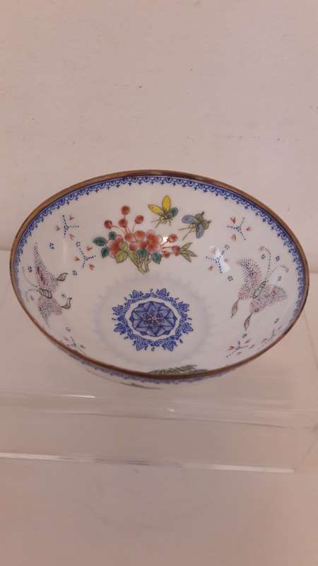 Rare Chinese eggshell porcelain bowl  famille rose style early Republic period 20th Century