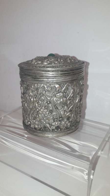 Balinese silver plated nickel trinket box circa 1920's