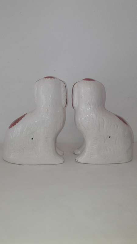 Pair of Staffordshire King Charles spaniels earthenware 20th Century