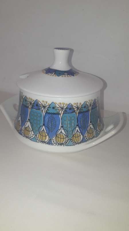 Collectible Scandinavian Figgjo Flint tureen in Clupea pattern 1960s