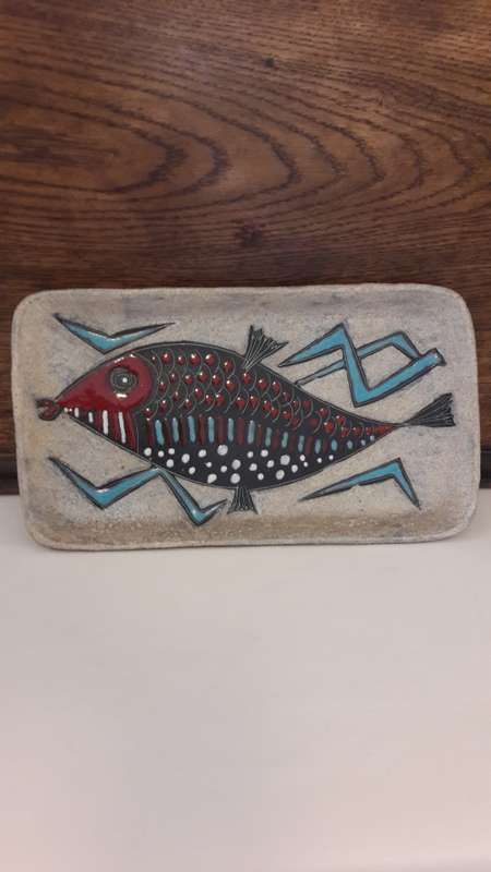 Retro Italian Midcentury ceramic platter by Etruria Arte design by Roberto Rigon 1950's