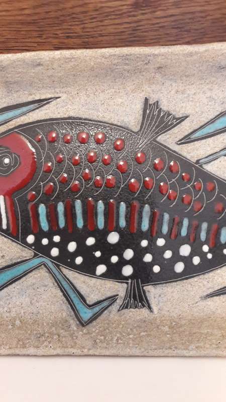 Retro Italian Midcentury ceramic platter by Etruria Arte design by Roberto Rigon 1950's