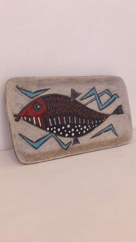 Retro Italian Midcentury ceramic platter by Etruria Arte design by Roberto Rigon 1950's