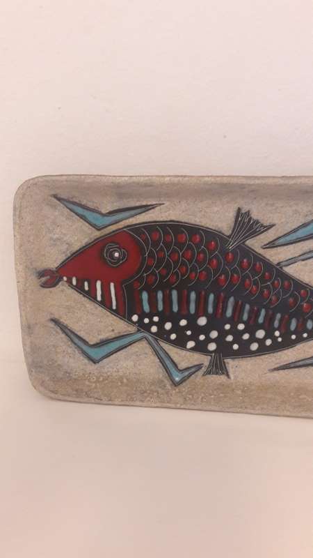 Retro Italian Midcentury ceramic platter by Etruria Arte design by Roberto Rigon 1950's