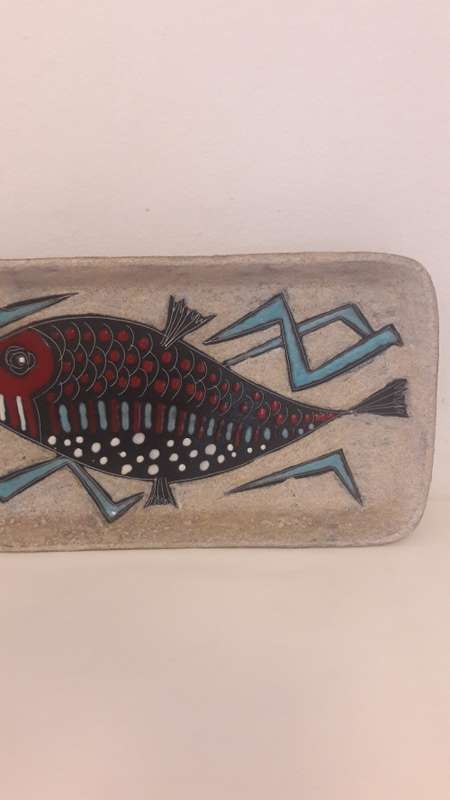 Retro Italian Midcentury ceramic platter by Etruria Arte design by Roberto Rigon 1950's