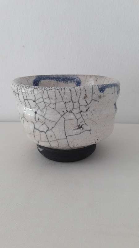 Collectible Raku teabowl by Andrew Walford famous SA studio potter circa 1980's