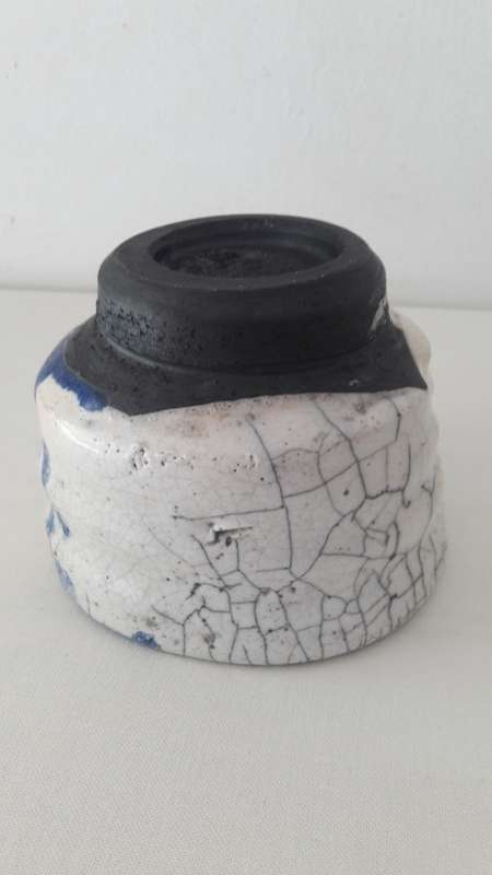 Collectible Raku teabowl by Andrew Walford famous SA studio potter circa 1980's