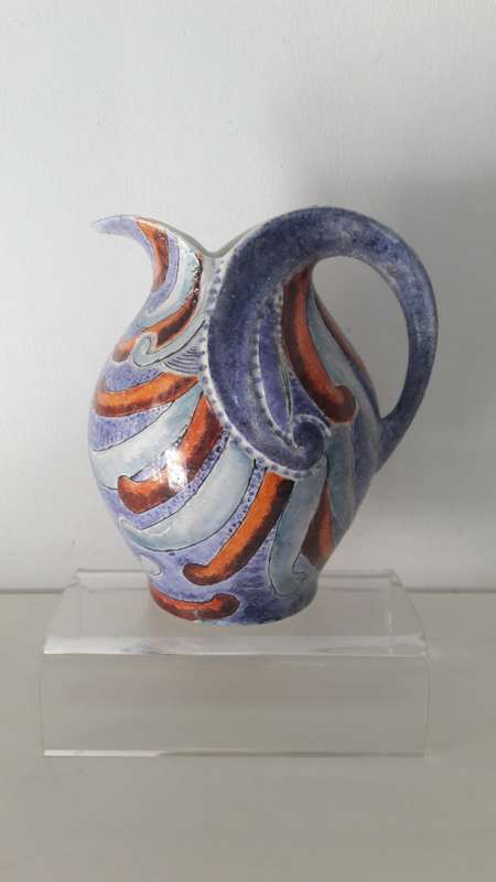Exceptional  Lucia Ware Art Deco style hand decorated jug circa 1960's