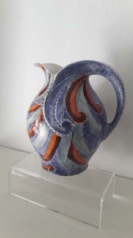 Exceptional  Lucia Ware Art Deco style hand decorated jug circa 1960's