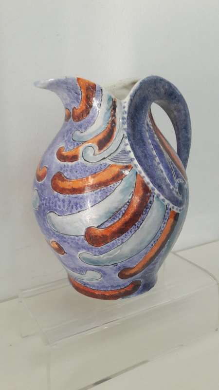 Exceptional  Lucia Ware Art Deco style hand decorated jug circa 1960's