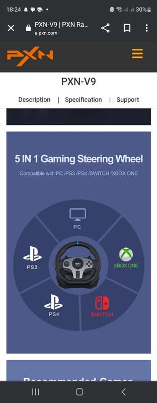 PXN V9 Gaming Steering Wheel 270/90 degree with 3 Pedals and Gear Shifter
