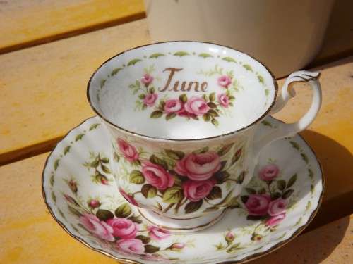 ROYAL ALBERT-Flower-of-the-Month-JUNE-ROSES-Bone-China- TEA CUP and SAUCER