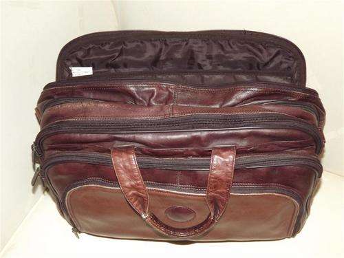 VINTAGE BROWN/BURGANDY  ZIPPED LEATHER BRIEFCASE BAG WITH ZIPS - CAN BE USED FOR BRIEFCASE/LAPTOPBAG