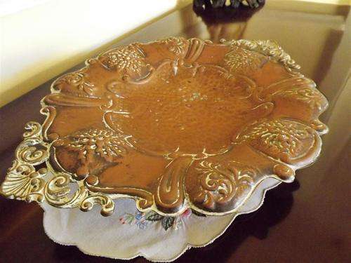 BEAUTIFUL ORNATE COPPER ORNATE TRAY - DISH  WITH ORNATE HANDLES ON 4 LITTLE FEET