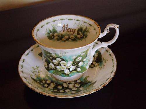 ROYAL ALBERT - FLOWER OF THE MONTH SERIES- MAY - TEA CUP DUO - FLOWER IS LILY OF THE VALLEY
