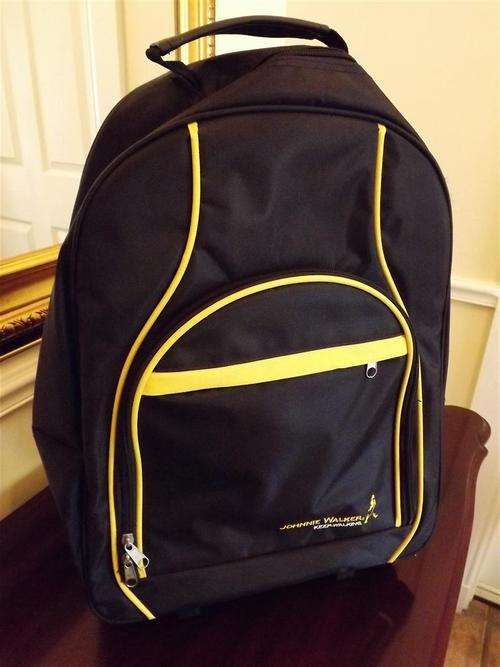 COLLECTORS 'JOHNNIE WALKER' BACKPACK WITH TROLLEY AND EXTENDABLE HANDLE - NEVER BEEN USED