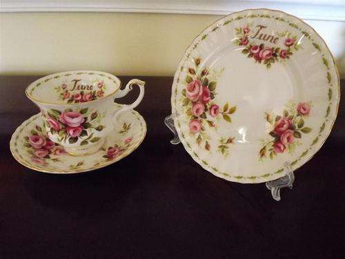 ROYAL ALBERT - JUNE  - TEA TRIO - FLOWER OF THE MONTH SERIES - ROSES- BEAUTIFUL!
