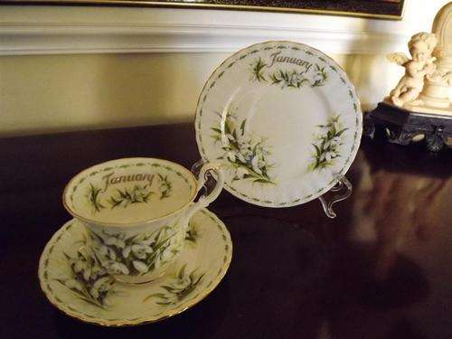 ROYAL ALBERT - JANUARY  - TEA TRIO - FLOWER OF THE MONTH SERIES - SNOWDROPS- BEAUTIFUL!